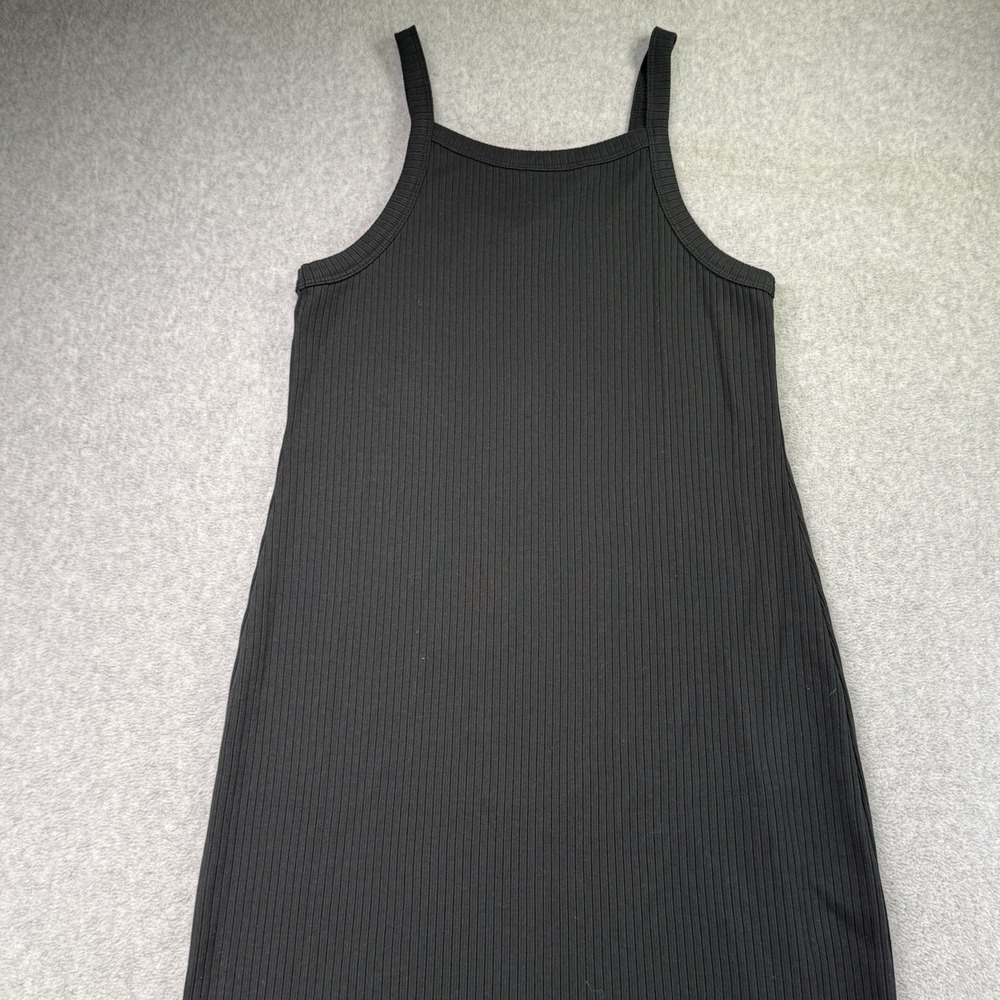 GAP‎ Ribbed Knit Tank Dress Small Black Cotton Blend Bodycon Midi